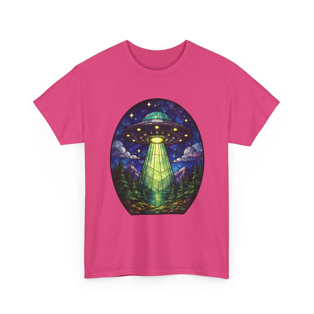 UFO Stained glass Shirt | Alien Spaceship Beam Woodland Night