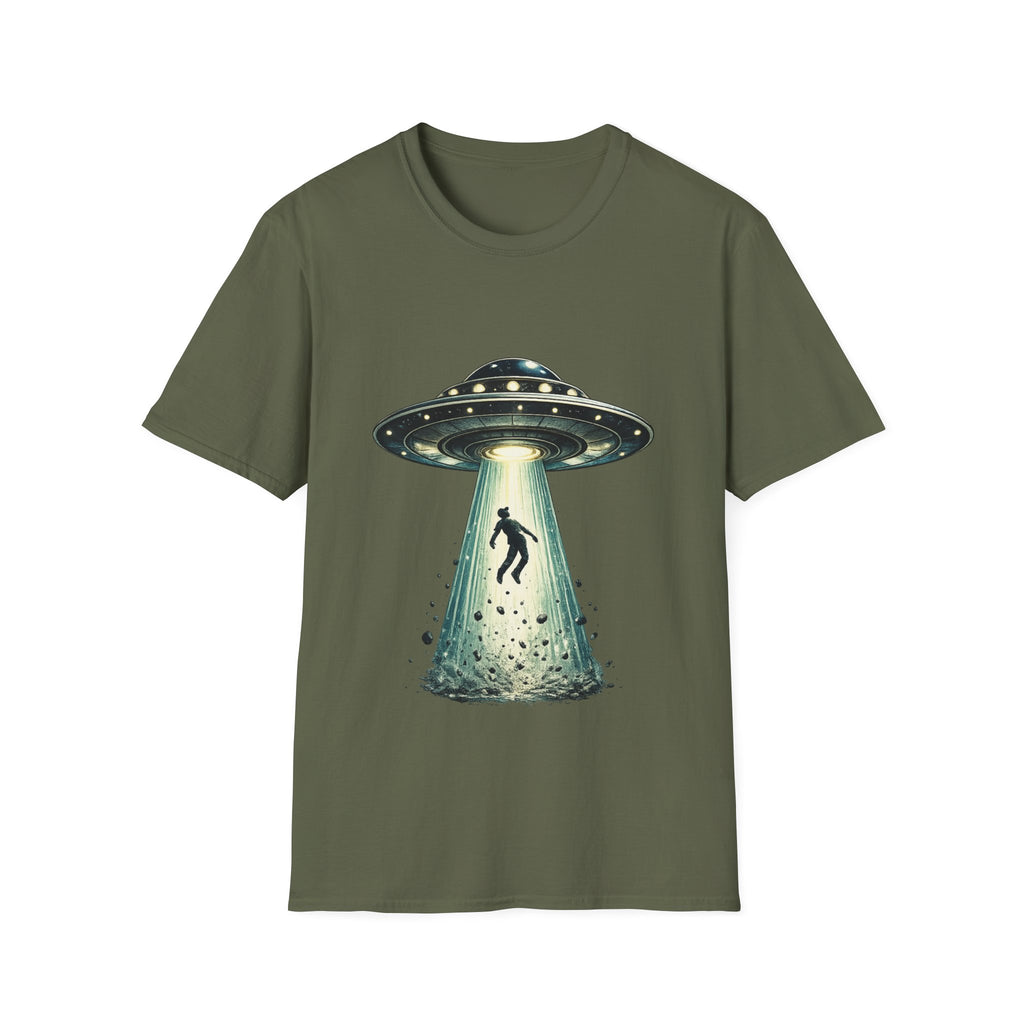 Alien Abduction Beam T-Shirt | UFO Abducting Person Graphic