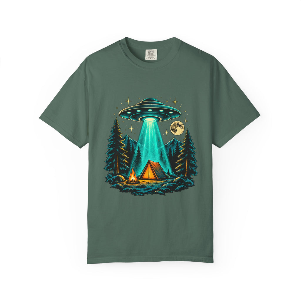 Alien Camping T-Shirt — UFO Abduction Night Graphic Tee
