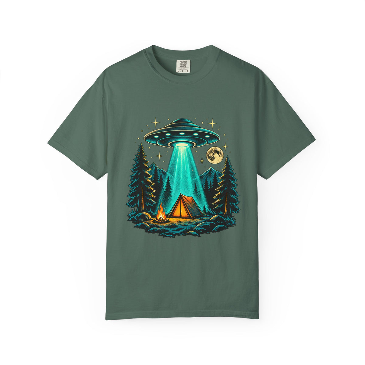 Alien Camping T-Shirt — UFO Abduction Night Graphic Tee