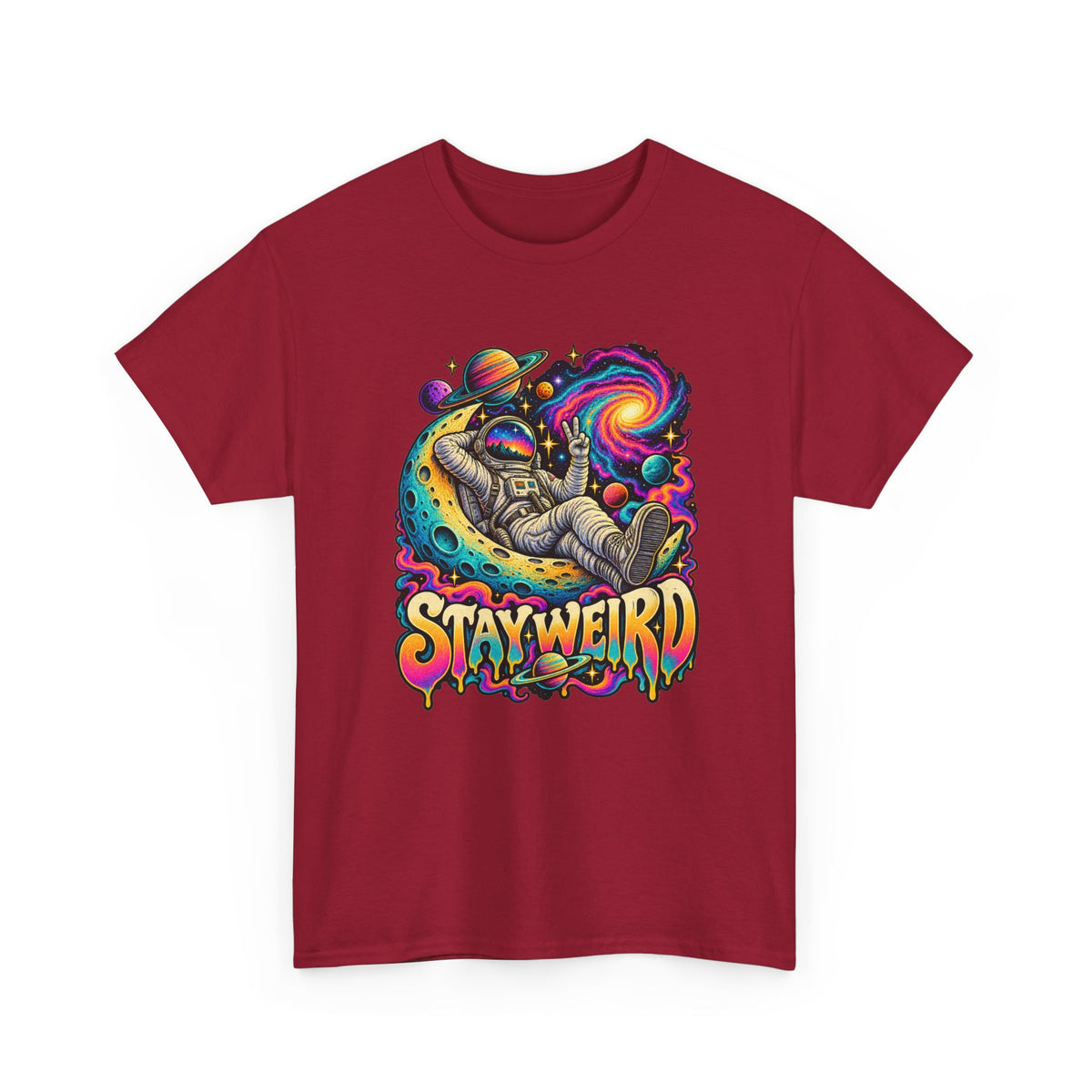 Stay Weird Astronaut Tee — Psychedelic Space Graphic T-Shirt