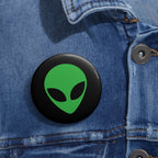 Green Alien Head Pin Button