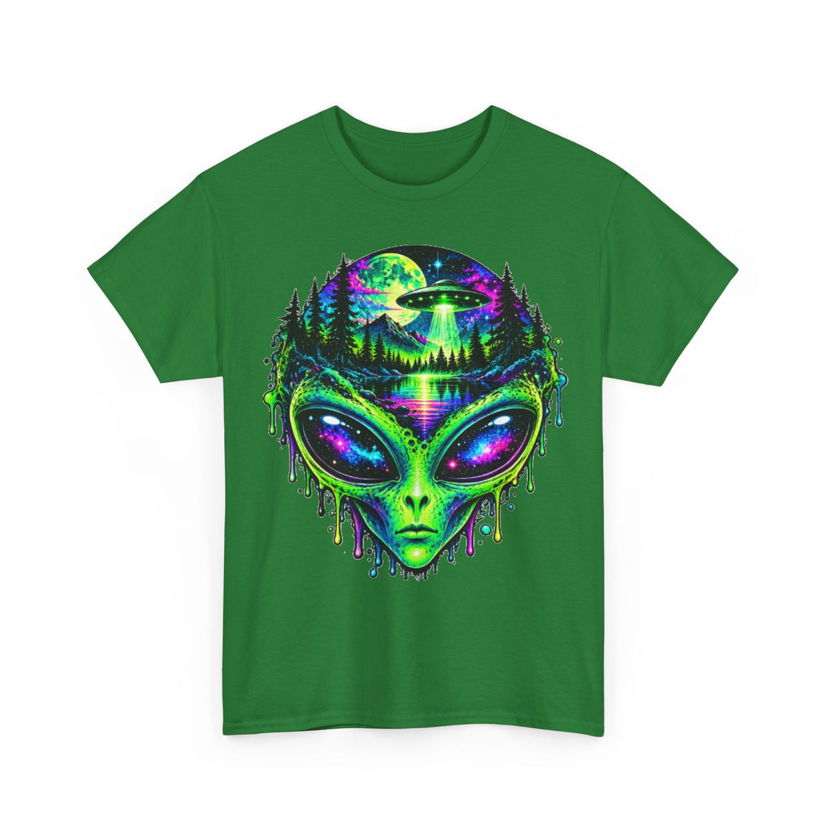 Alien UFO Forest Psychedelic Graphic Tee