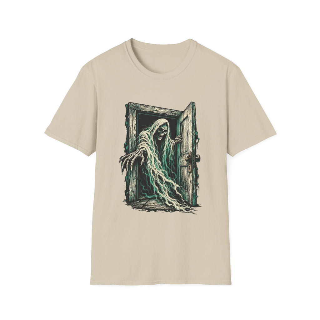 Haunted Door Grim Reaper Gothic Halloween T-Shirt