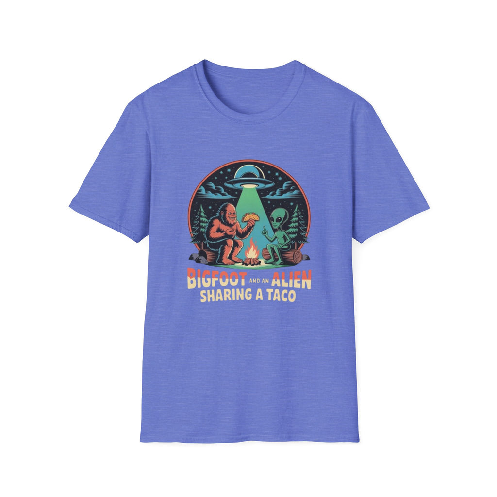 Bigfoot and Alien Sharing a Taco Graphic T-Shirt