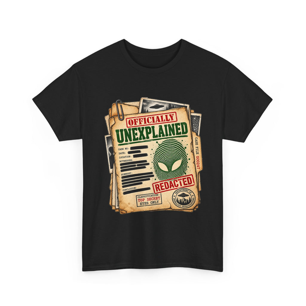 Officially Unexplained File Alien Tee | UFO X-Files Document Graphic