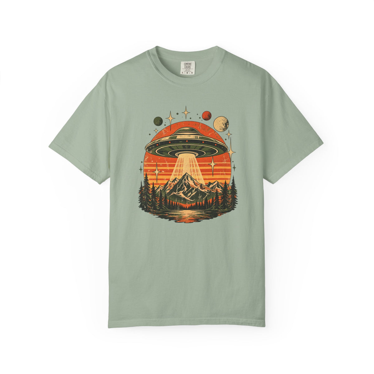 UFO Mountain Sunset Graphic T-Shirt