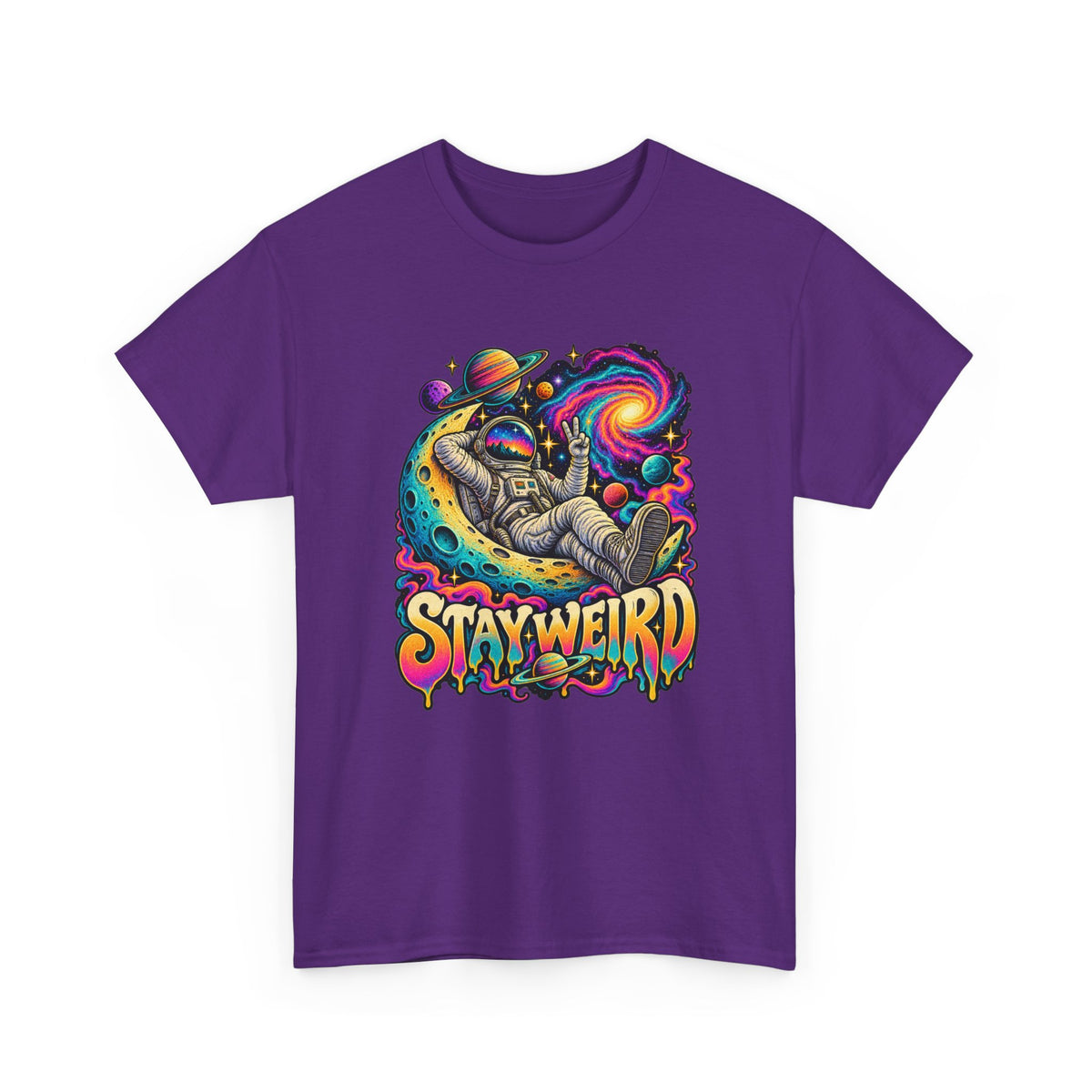Stay Weird Astronaut Tee — Psychedelic Space Graphic T-Shirt
