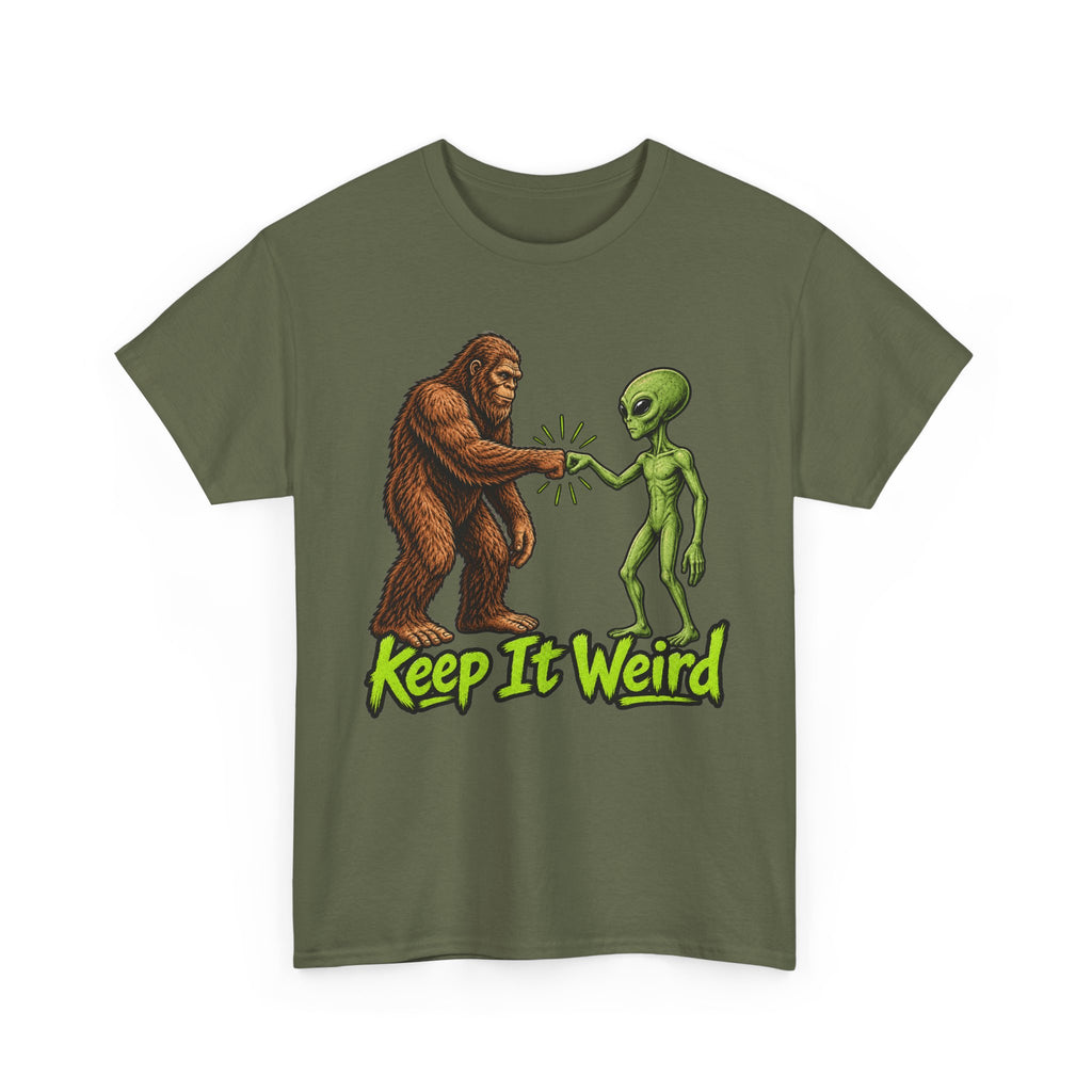 Keep It Weird Sasquatch Alien T-Shirt | Funny Cryptid UFO Tee
