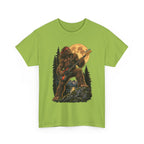 Bigfoot Playing Electric Guitar T-Shirt | Sasquatch Moon Forest Rock Tee