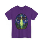 UFO Stained glass Shirt | Alien Spaceship Beam Woodland Night