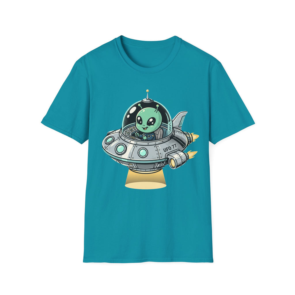 Alien UFO T-Shirt — Cute Green Alien in Spaceship Graphic Tee