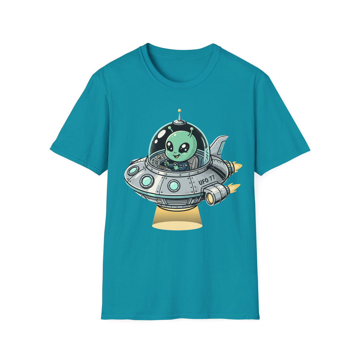Alien UFO T-Shirt — Cute Green Alien in Spaceship Graphic Tee