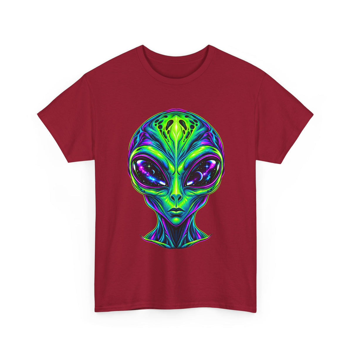 Psychedelic Alien Head T-Shirt | Neon Extraterrestrial Art