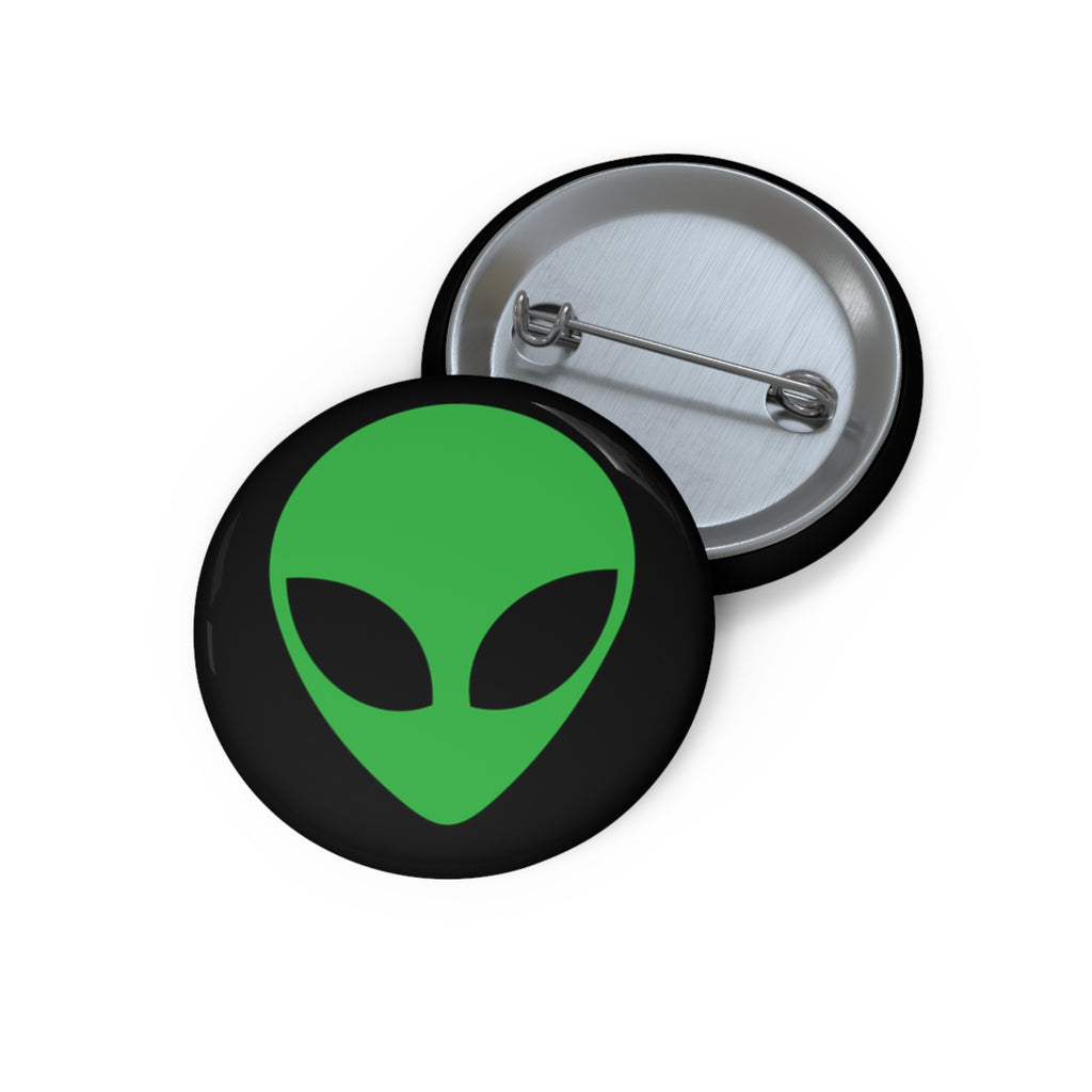 Green Alien Head Pin Button
