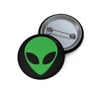 Green Alien Head Pin Button