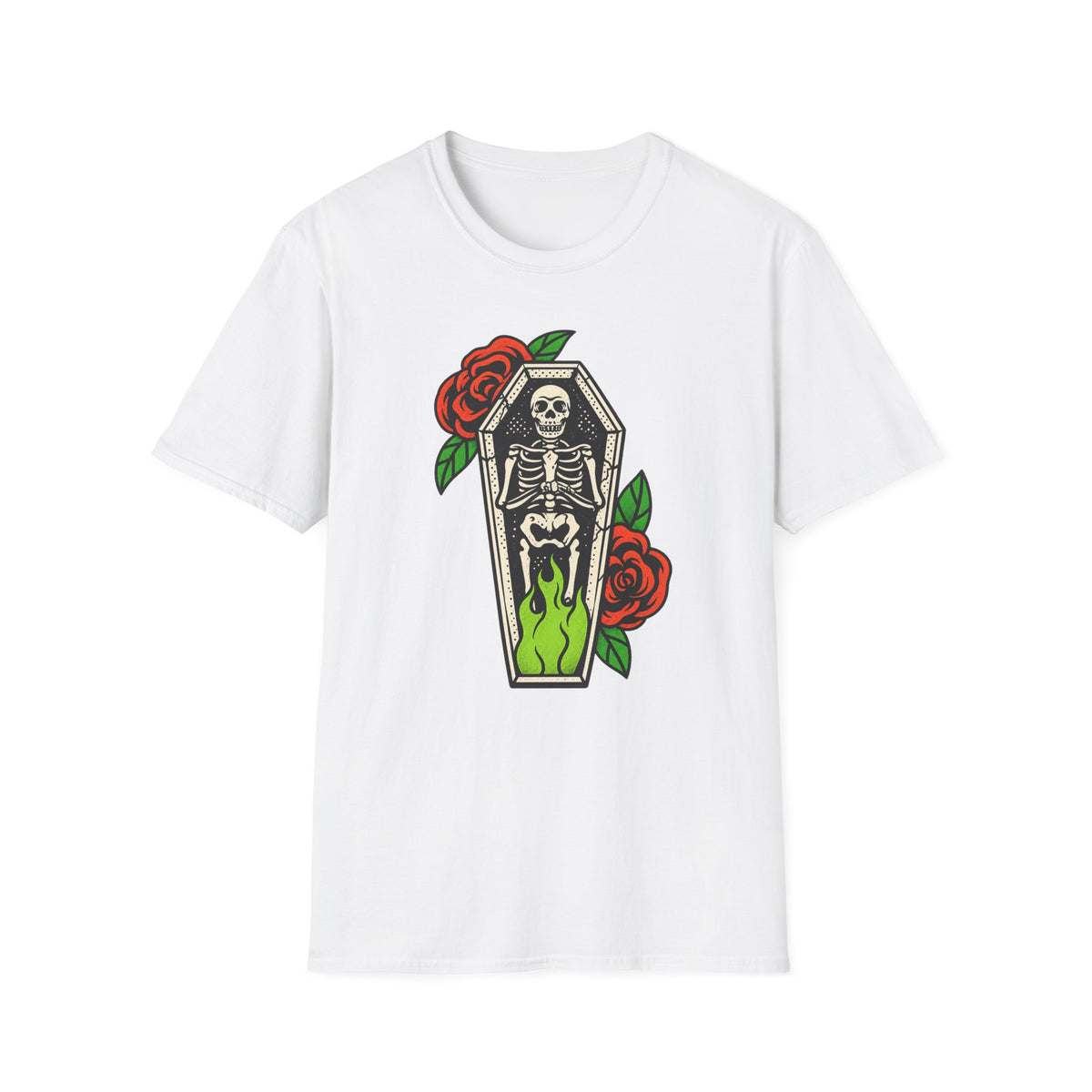 Gothic Skeleton Coffin Rose T-Shirt
