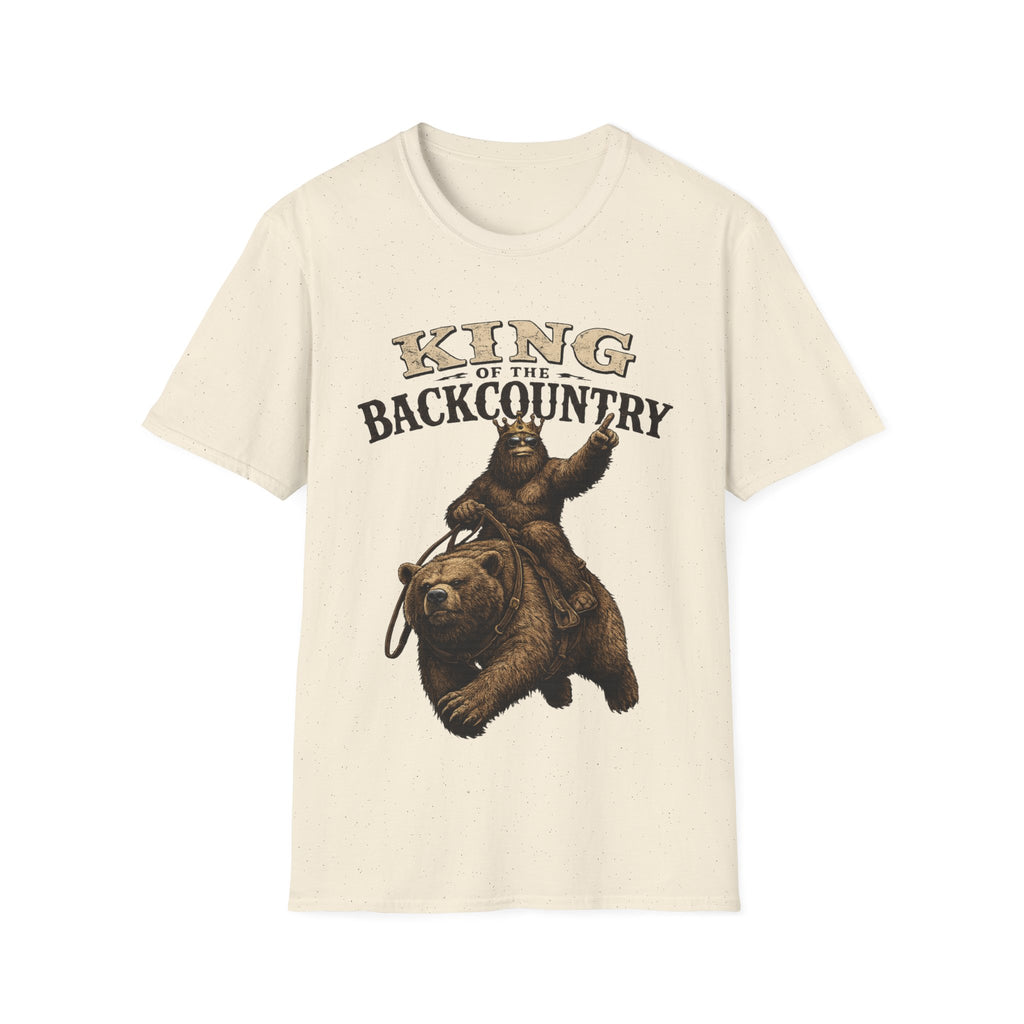 King of the Backcountry T-Shirt | Bear Riding Moose Outdoor Design