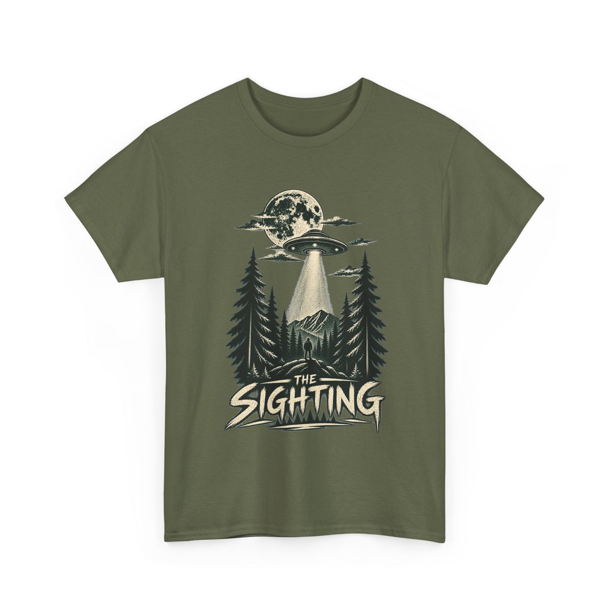 UFO Sighting Graphic Tee | Alien Abduction Forest Night