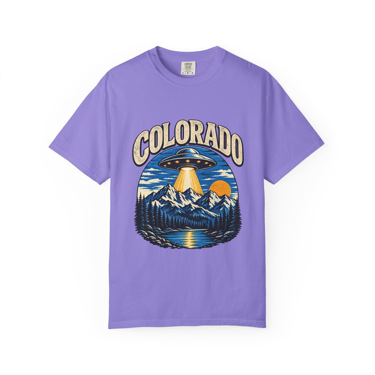 Colorado UFO Mountain T-Shirt — Retro Alien Abduction Scenic Tee
