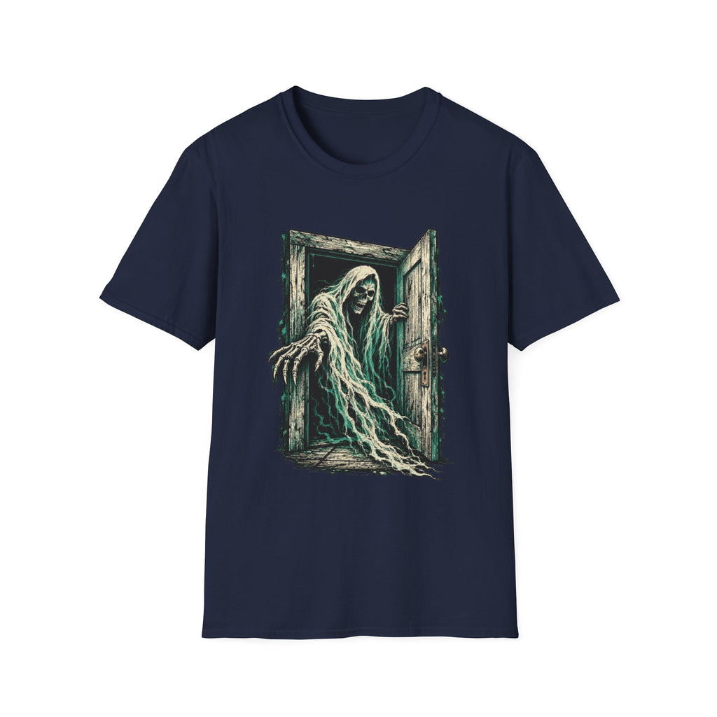 Haunted Door Grim Reaper Gothic Halloween T-Shirt