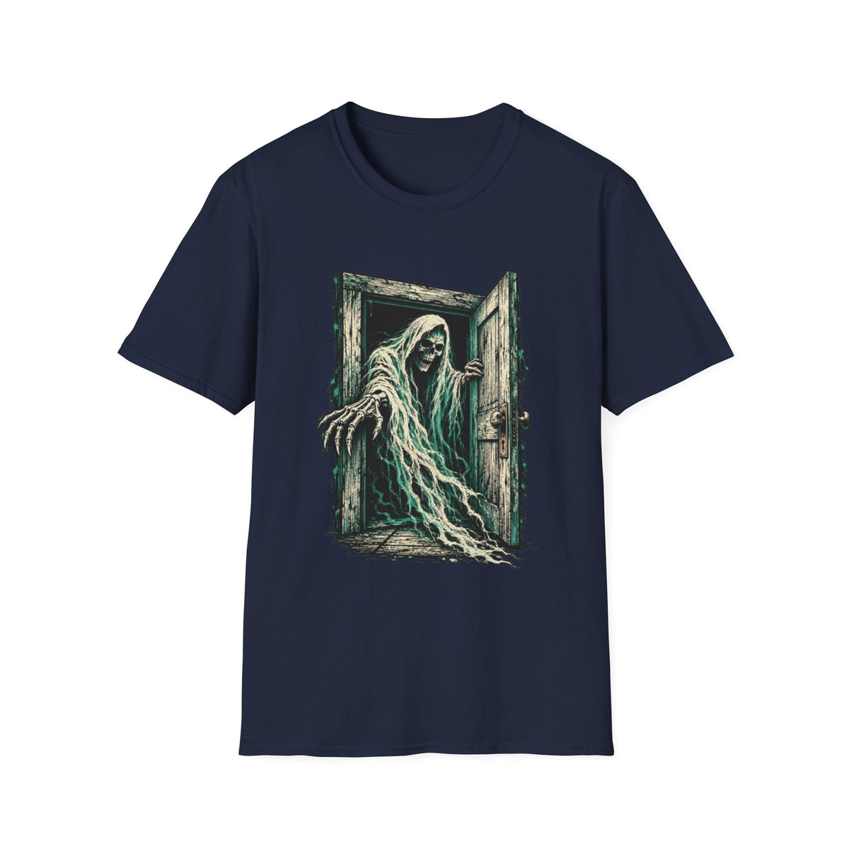 Haunted Door Grim Reaper Gothic Halloween T-Shirt