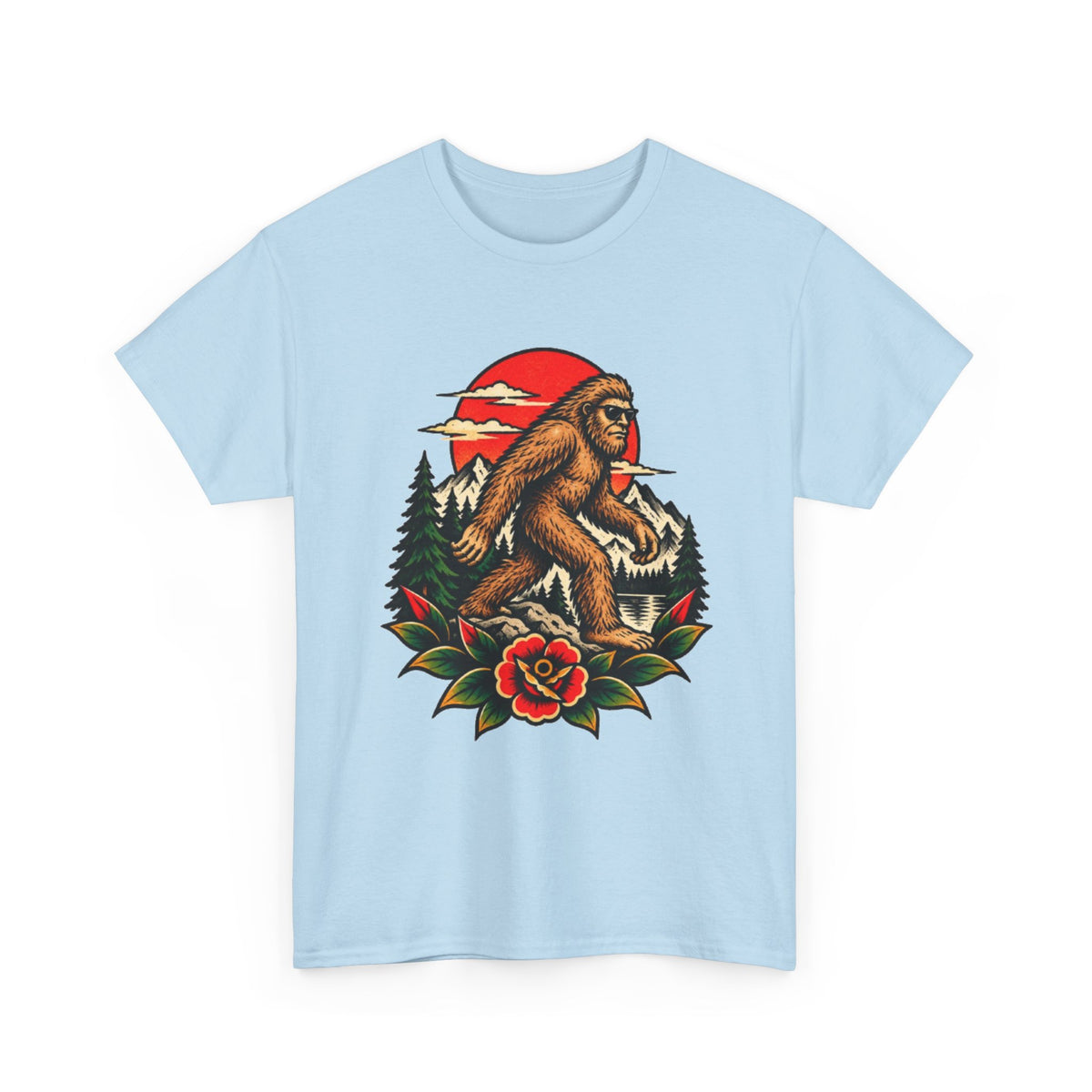 Bigfoot Forest Sunset T-Shirt — Sasquatch Vintage Graphic Tee