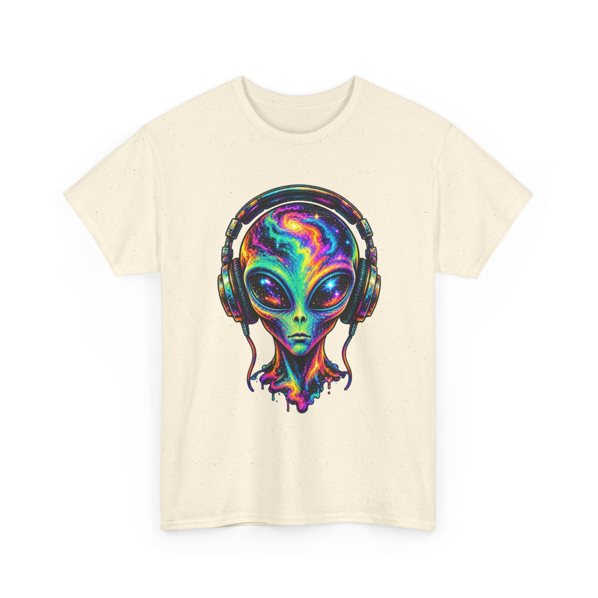 Alien Headphones T-Shirt – Colorful Cosmic UFO Graphic