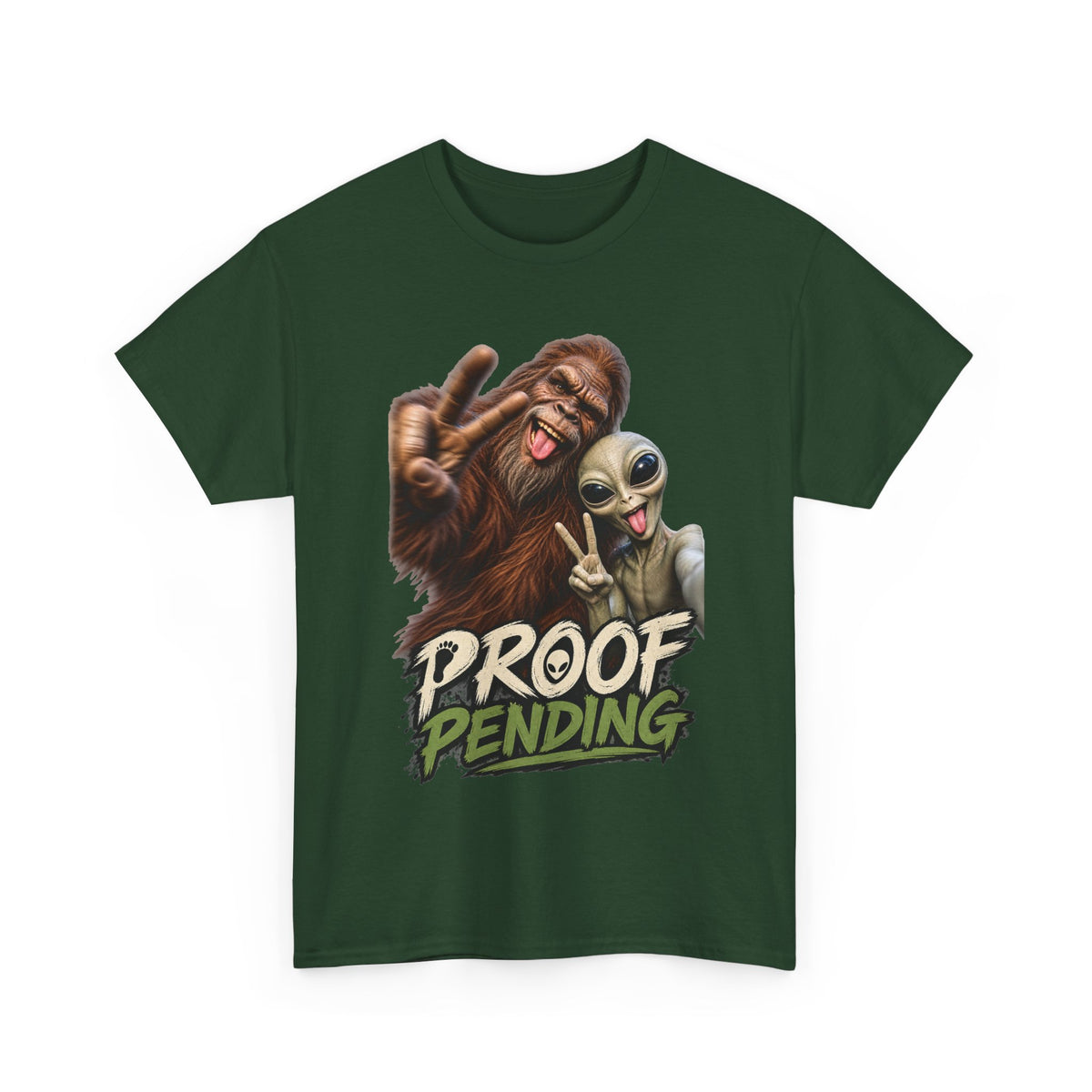 Proof Pending Sasquatch & Alien Tee | Funny Cryptid UFO Graphic Shirt