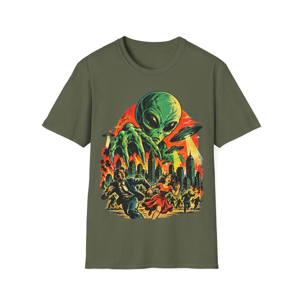 Alien Invasion Retro Sci-Fi T-Shirt