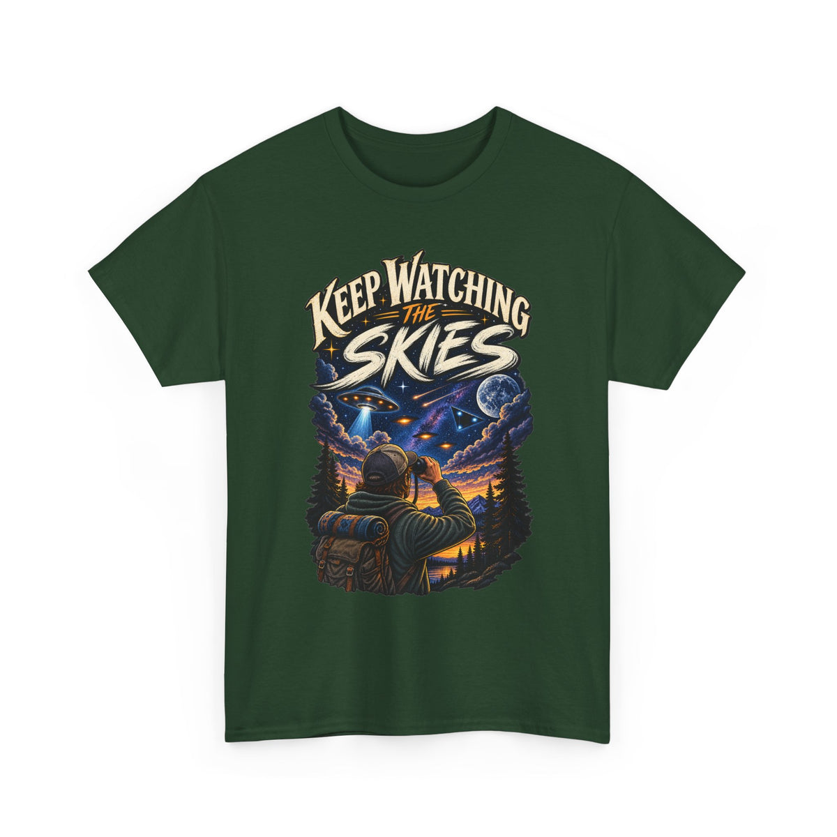 Keep Watching the Skies T-Shirt | Stargazing UFO Illustration