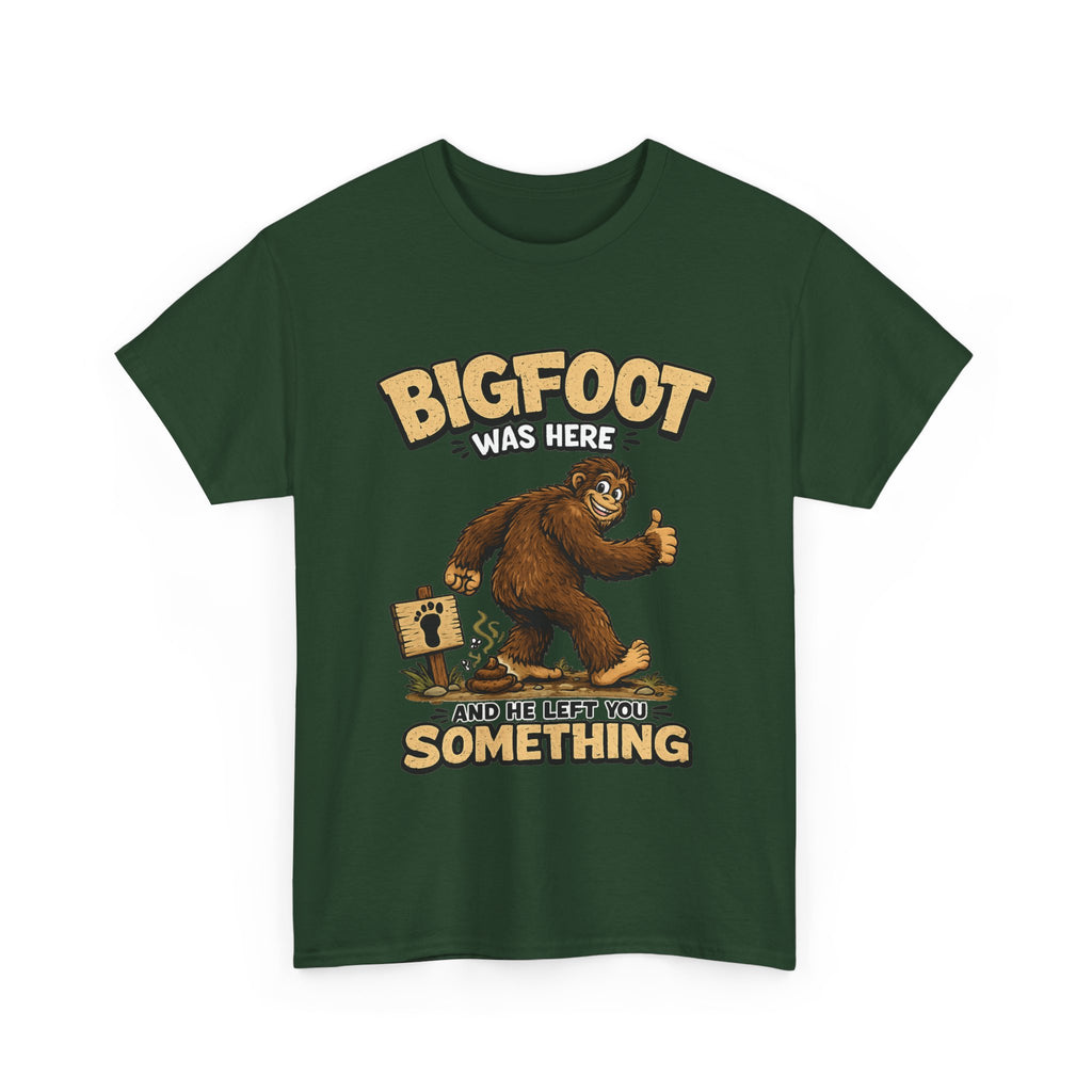Bigfoot Was Here tee | Sasquatch graphic t-shirt, camping forest humor