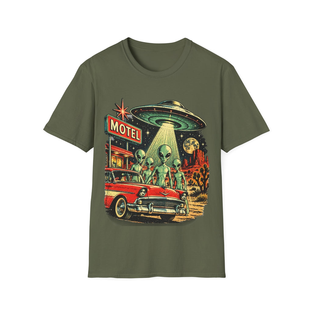 Retro Alien UFO Motel Graphic T-Shirt