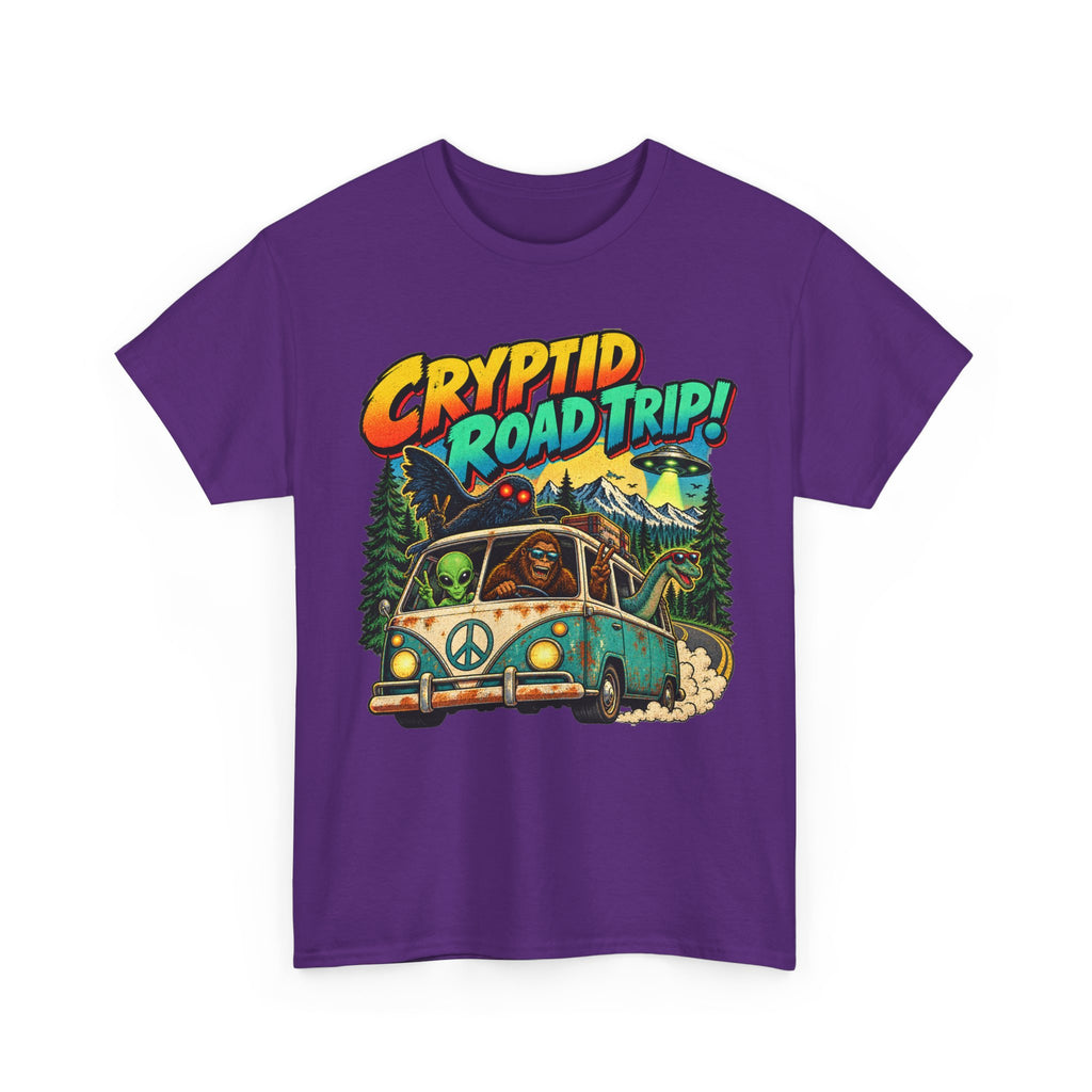 Cryptid Road Trip T-Shirt – Vintage Bigfoot Camper Adventure Tee