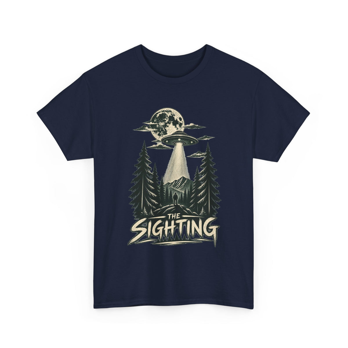 UFO Sighting Graphic Tee | Alien Abduction Forest Night