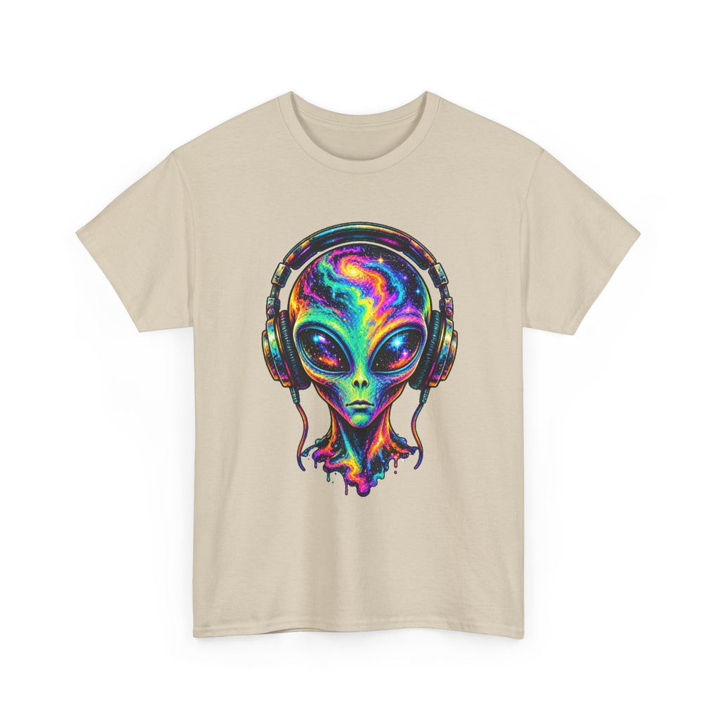 Alien Headphones T-Shirt – Colorful Cosmic UFO Graphic