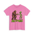Keep It Weird Sasquatch Alien T-Shirt | Funny Cryptid UFO Tee