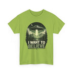 I Want to Believe UFO Tee | Alien Spaceship, Forest Abduction Design