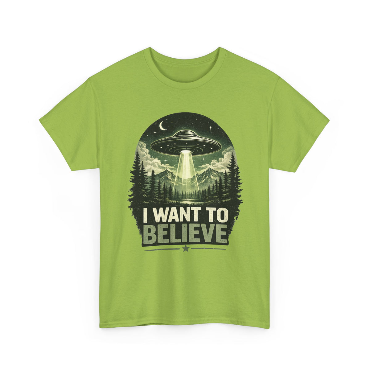 I Want to Believe UFO Tee | Alien Spaceship, Forest Abduction Design