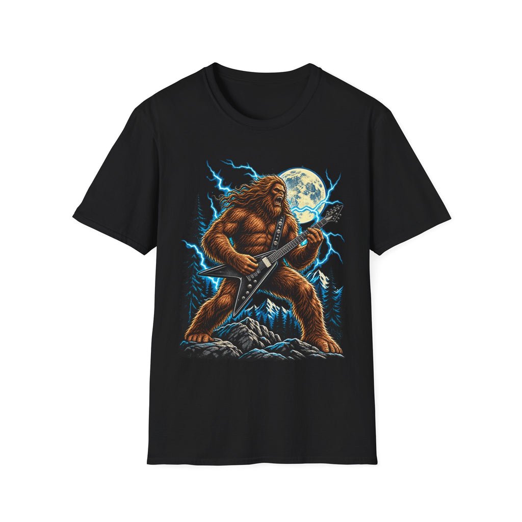 Bigfoot Playing Guitar Mountain Forest T-Shirt