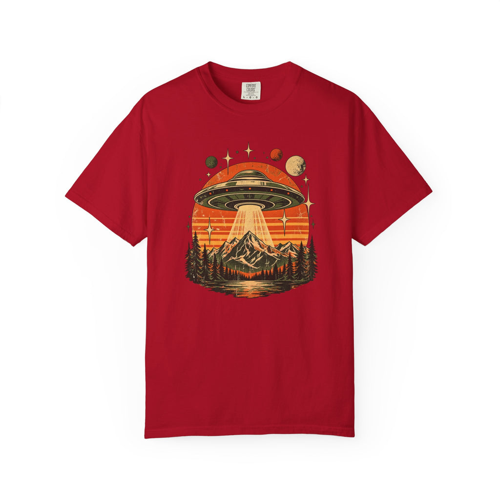 UFO Mountain Sunset Graphic T-Shirt
