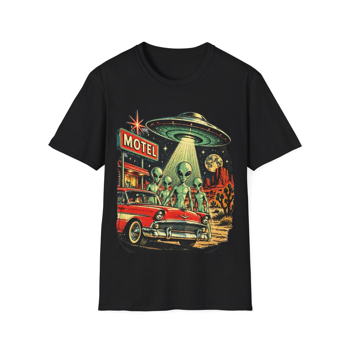 Retro Alien UFO Motel Graphic T-Shirt
