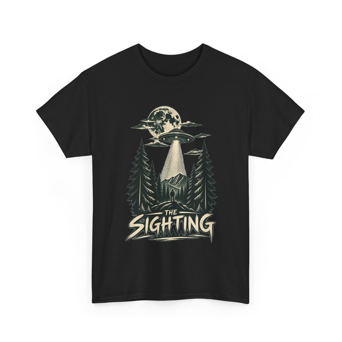 UFO Sighting Graphic Tee | Alien Abduction Forest Night