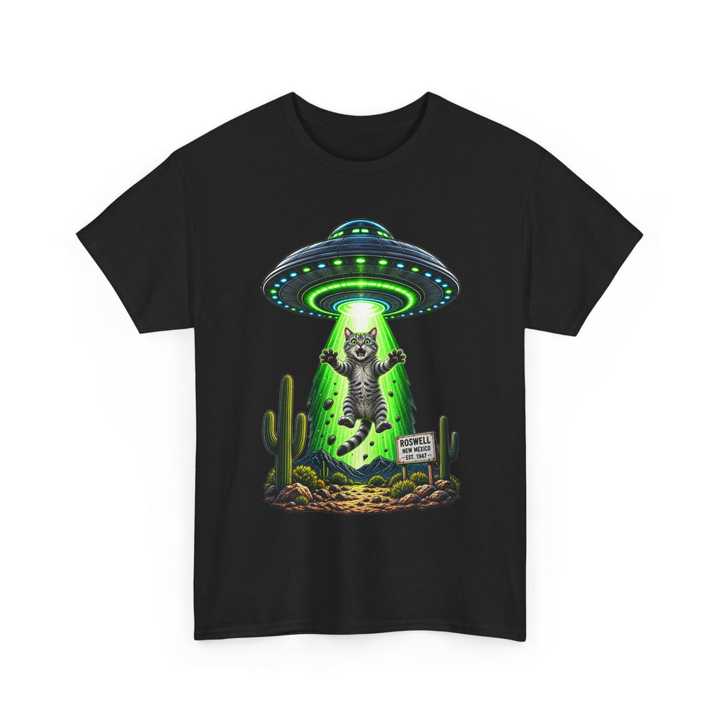 Cat Abduction UFO Tee | Alien Spaceship Graphic Shirt
