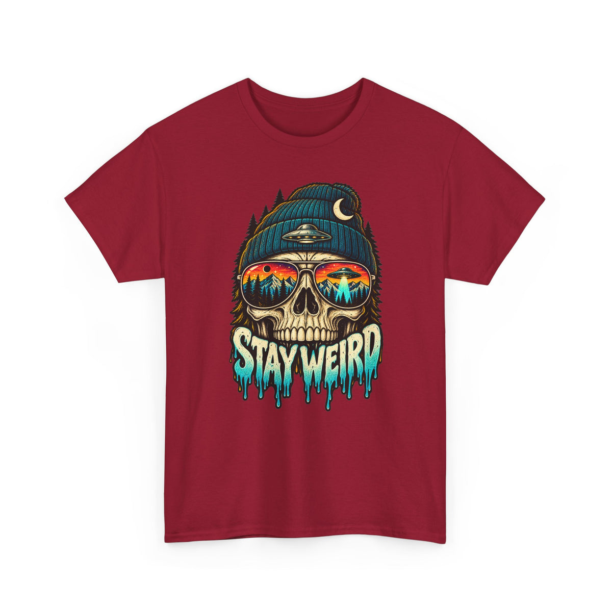 Stay Weird Skull Tee — Retro Sunset Skull Graphic T-Shirt