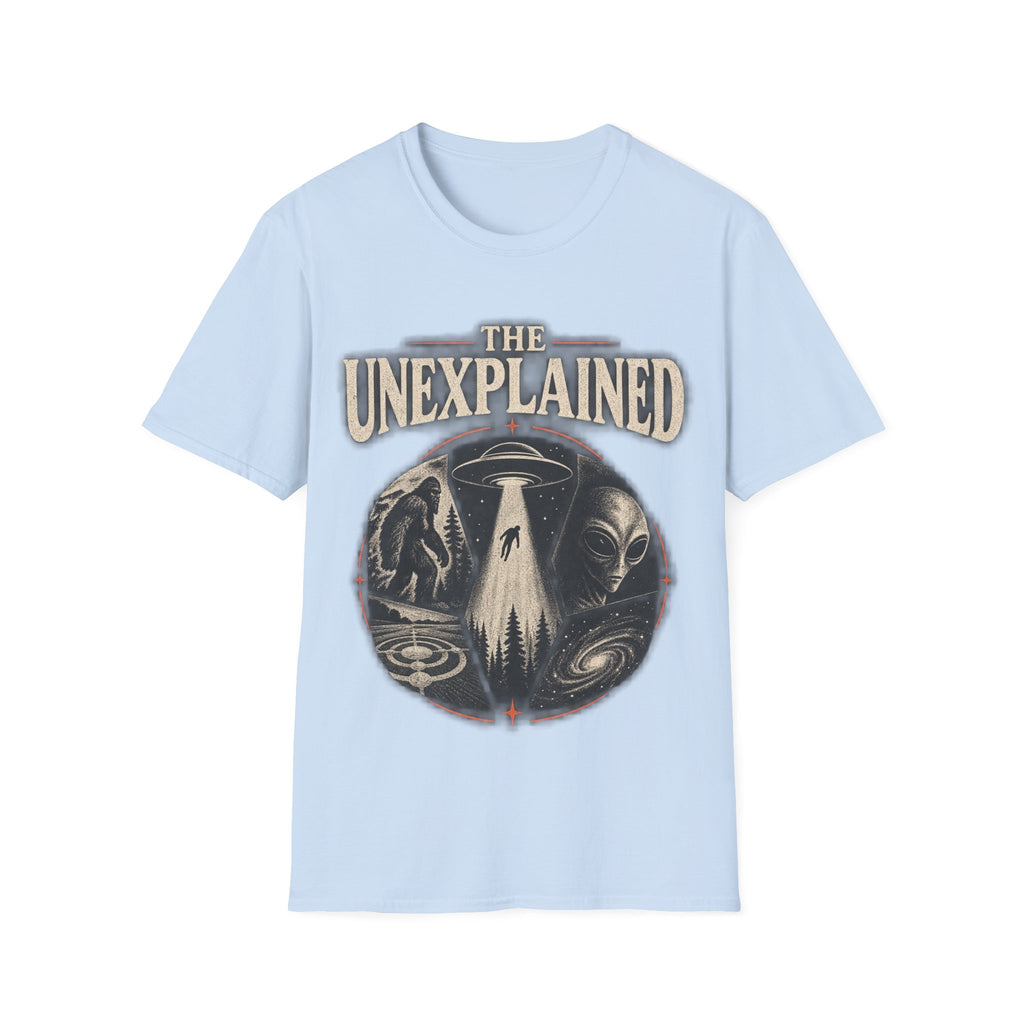 T-Shirt — "The Unexplained" UFO & Cryptid Mystery Graphic