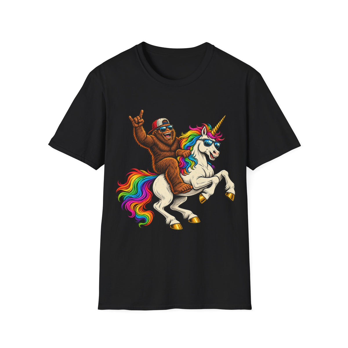 Bigfoot Riding Unicorn T-Shirt