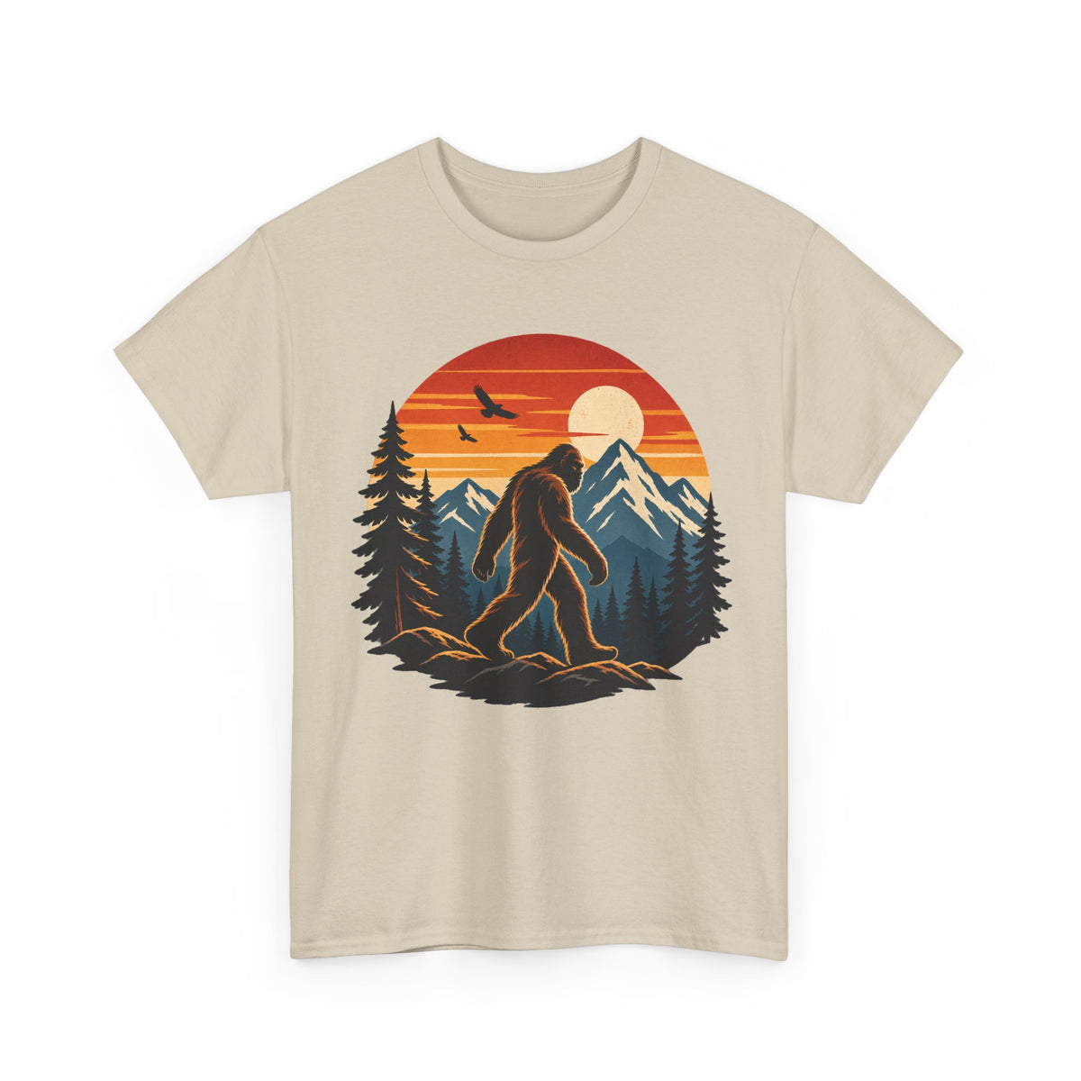 Bigfoot Mountain Sunset T-Shirt | Sasquatch Camping Retro Nature Tee