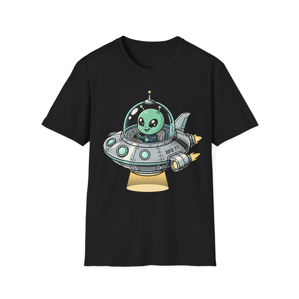 Alien UFO T-Shirt — Cute Green Alien in Spaceship Graphic Tee