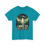 I Want to Believe UFO Tee | Alien Spaceship, Forest Abduction Design